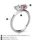 5 - Sasha Heart Shape Forever One Moissanite & Pear Shape Pink Tourmaline 2 Stone Duo Ring 