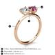 5 - Sasha Heart Shape Forever Brilliant Moissanite & Pear Shape Rhodolite Garnet 2 Stone Duo Ring 