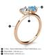 5 - Sasha Heart Shape Forever Brilliant Moissanite & Pear Shape Blue Topaz 2 Stone Duo Ring 