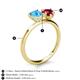 5 - Sasha Heart Shape Blue Topaz & Pear Shape Lab Created Ruby 2 Stone Duo Ring 