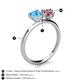 5 - Sasha Heart Shape Blue Topaz & Pear Shape Pink Tourmaline 2 Stone Duo Ring 