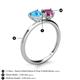 5 - Sasha Heart Shape Blue Topaz & Pear Shape Rhodolite Garnet 2 Stone Duo Ring 