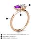 5 - Sasha IGI Certified Pear Shape Lab Grown Diamond & Heart Shape Amethyst 2 Stone Duo Ring 