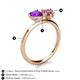 5 - Sasha Heart Shape Amethyst & Pear Shape Pink Tourmaline 2 Stone Duo Ring 