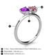 5 - Sasha Heart Shape Amethyst & Pear Shape Pink Tourmaline 2 Stone Duo Ring 