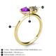 5 - Sasha Heart Shape Amethyst & Pear Shape Smoky Quartz 2 Stone Duo Ring 