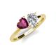 4 - Sasha IGI Certified Pear Shape Lab Grown Diamond & Heart Shape Rhodolite Garnet 2 Stone Duo Ring 