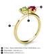 5 - Sasha Heart Shape Peridot & Pear Shape Lab Created Ruby 2 Stone Duo Ring 