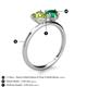 5 - Sasha Heart Shape Peridot & Pear Shape Lab Created Emerald 2 Stone Duo Ring 