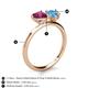 5 - Sasha Heart Shape Rhodolite Garnet & Pear Shape Blue Topaz 2 Stone Duo Ring 