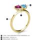 5 - Sasha Heart Shape Rhodolite Garnet & Pear Shape Blue Topaz 2 Stone Duo Ring 