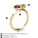 5 - Sasha Heart Shape Rhodolite Garnet & Pear Shape Peridot 2 Stone Duo Ring 