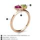 5 - Sasha Heart Shape Rhodolite Garnet & Pear Shape Peridot 2 Stone Duo Ring 