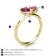 5 - Sasha Heart Shape Rhodolite Garnet & Pear Shape Pink Tourmaline 2 Stone Duo Ring 