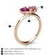 5 - Sasha Heart Shape Rhodolite Garnet & Pear Shape Pink Tourmaline 2 Stone Duo Ring 