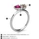 5 - Sasha Heart Shape Rhodolite Garnet & Pear Shape Smoky Quartz 2 Stone Duo Ring 