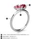 5 - Sasha Heart Shape Pink Tourmaline & Pear Shape Lab Created Ruby 2 Stone Duo Ring 