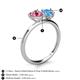 5 - Sasha Heart Shape Pink Tourmaline & Pear Shape Blue Topaz 2 Stone Duo Ring 