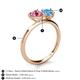 5 - Sasha Heart Shape Pink Tourmaline & Pear Shape Blue Topaz 2 Stone Duo Ring 