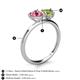 5 - Sasha Heart Shape Pink Tourmaline & Pear Shape Peridot 2 Stone Duo Ring 