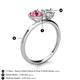 5 - Sasha Heart Shape Pink Tourmaline & Pear Shape Forever Brilliant Moissanite 2 Stone Duo Ring 