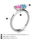 5 - Sasha Heart Shape Lab Created Pink Sapphire & Pear Shape Blue Topaz 2 Stone Duo Ring 