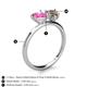 5 - Sasha Heart Shape Lab Created Pink Sapphire & Pear Shape Smoky Quartz 2 Stone Duo Ring 