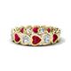 1 - Trisha 4.52 ctw Heart Shape Natural Diamond & Lab Created Ruby (4.00 mm) Eternity Band 