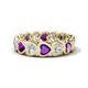 1 - Trisha 3.54 ctw Heart Shape Natural Diamond & Amethyst (4.00 mm) Eternity Band 