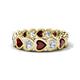 1 - Trisha 4.24 ctw Heart Shape Natural Diamond & Red Garnet (4.00 mm) Eternity Band 