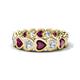 1 - Trisha 4.31 ctw Heart Shape Natural Diamond & Rhodolite Garnet (4.00 mm) Eternity Band 