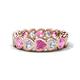 1 - Trisha 4.45 ctw Heart Shape Natural Diamond & Lab Created Pink Sapphire (4.00 mm) Eternity Band 