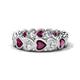 1 - Trisha 4.31 ctw Heart Shape Lab Grown Diamond & Rhodolite Garnet (4.00 mm) Eternity Band 