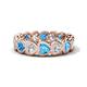 1 - Trisha 4.24 ctw Heart Shape Lab Grown Diamond & Blue Topaz (4.00 mm) Eternity Band 