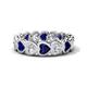 1 - Trisha 4.38 ctw Heart Shape Lab Grown Diamond & Lab Created Blue Sapphire (4.00 mm) Eternity Band 