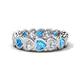 1 - Trisha 4.24 ctw Heart Shape Lab Grown Diamond & Blue Topaz (4.00 mm) Eternity Band 