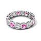 5 - Trisha 4.45 ctw Heart Shape Natural Diamond & Lab Created Pink Sapphire (4.00 mm) Eternity Band 