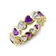 4 - Trisha 3.54 ctw Heart Shape Natural Diamond & Amethyst (4.00 mm) Eternity Band 