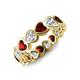 4 - Trisha 4.24 ctw Heart Shape Natural Diamond & Red Garnet (4.00 mm) Eternity Band 