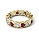 5 - Trisha 4.31 ctw Heart Shape Natural Diamond & Rhodolite Garnet (4.00 mm) Eternity Band 