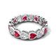 5 - Trisha 4.52 ctw Heart Shape Natural Diamond & Lab Created Ruby (4.00 mm) Eternity Band 