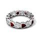 5 - Trisha 4.24 ctw Heart Shape Natural Diamond & Red Garnet (4.00 mm) Eternity Band 