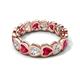 5 - Trisha 4.52 ctw Heart Shape Lab Grown Diamond & Lab Created Ruby (4.00 mm) Eternity Band 