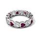 5 - Trisha 4.31 ctw Heart Shape Lab Grown Diamond & Rhodolite Garnet (4.00 mm) Eternity Band 