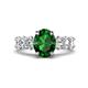 1 - Jamila 4.90 ctw Emerald Oval Shape (9x7 mm) & Lab Grown Diamond Oval Shape (5x3 mm) Hidden Halo Engagement Ring 