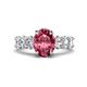 1 - Jamila 5.10 ctw Pink Tourmaline Oval Shape (9x7 mm) & Lab Grown Diamond Oval Shape (5x3 mm) Hidden Halo Engagement Ring 
