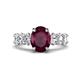 1 - Jamila 5.30 ctw Rhodolite Garnet Oval Shape (9x7 mm) & Lab Grown Diamond Oval Shape (5x3 mm) Hidden Halo Engagement Ring 