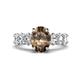 1 - Jamila 4.75 ctw Smoky Quartz Oval Shape (9x7 mm) & Lab Grown Diamond Oval Shape (5x3 mm) Hidden Halo Engagement Ring 
