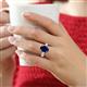 2 - Jamila 5.50 ctw Natural Blue Sapphire Oval Shape (9x7 mm) & Lab Grown Diamond Oval Shape (5x3 mm) Hidden Halo Engagement Ring 
