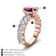 3 - Jamila 5.30 ctw Rhodolite Garnet Oval Shape (9x7 mm) & Lab Grown Diamond Oval Shape (5x3 mm) Hidden Halo Engagement Ring 